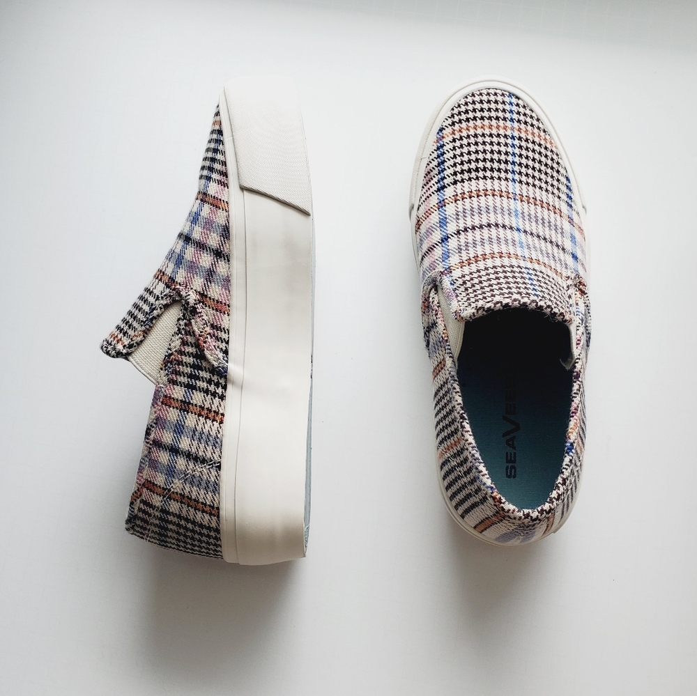 EUC Seavees Baja Slip On Platform Sneaker Plaid Flannel Womens 6 - Picture 10 of 10